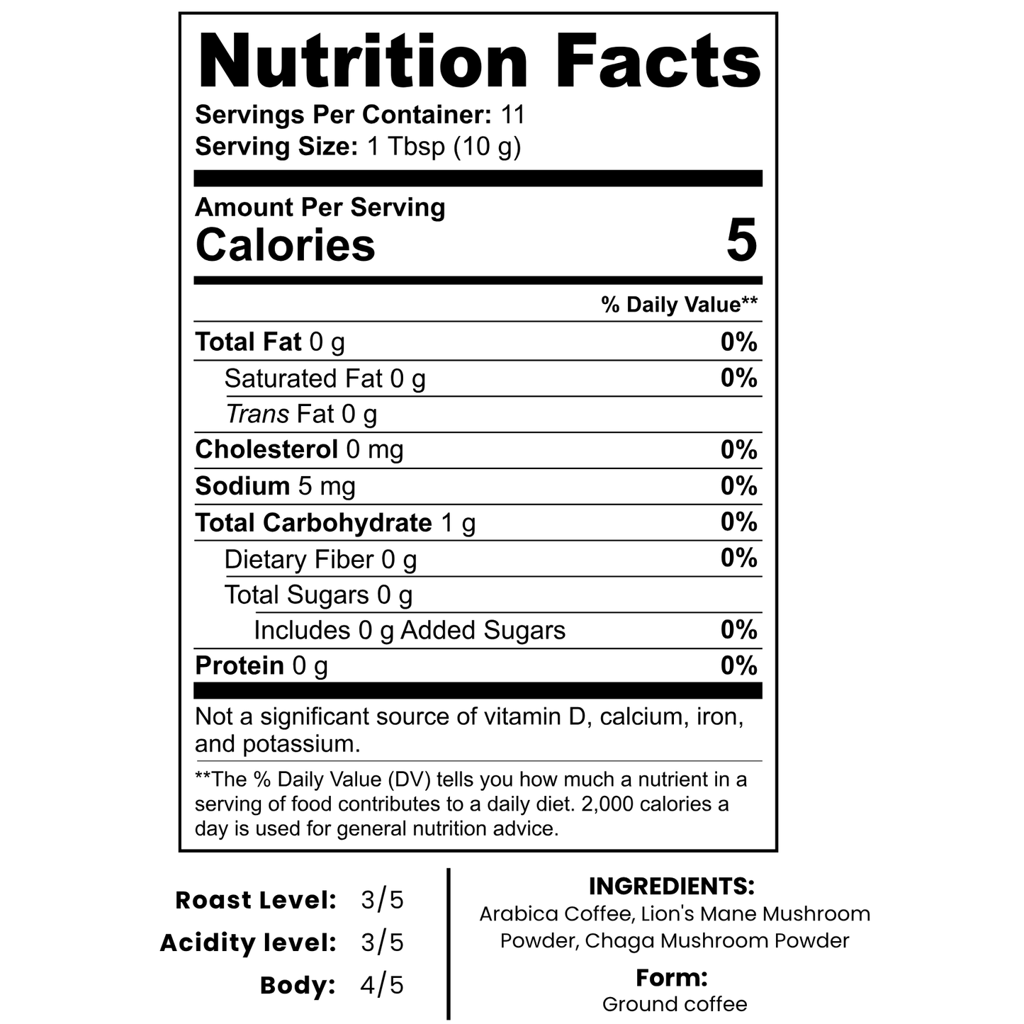 Vitality Coffee with Lion's Mane & Chaga (4oz)