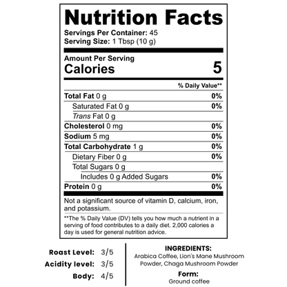 Vitality Coffee with Lion's Mane & Chaga (16oz)