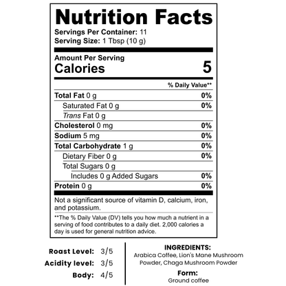 Vitality Coffee with Lion's Mane & Chaga (4oz)